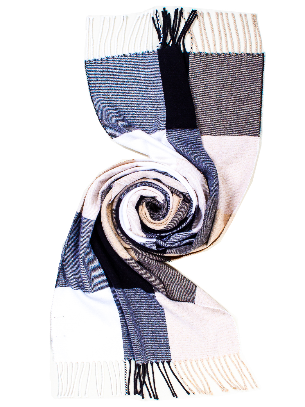 STOLA JACQAUARD MAXI QUADRO 50%CO 50%PC MADE IN ITALY - BLACK